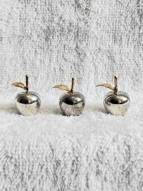 Set of 3 Beautiful Detailed & Decorative Solid Two-Tone Metal Apple Weights!!
